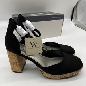 Worthington Womens Panama Block Heel Pumps Black Size 7.5M